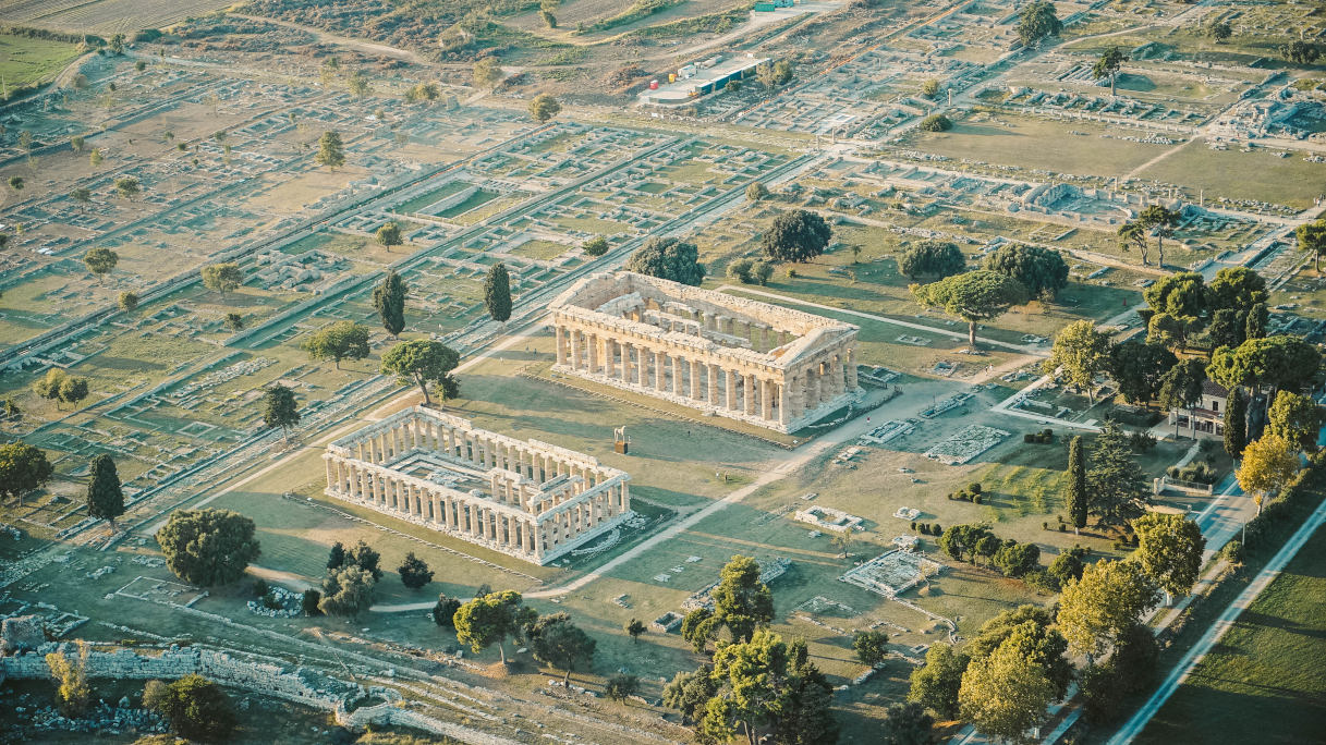 Paestum vista dall'alto