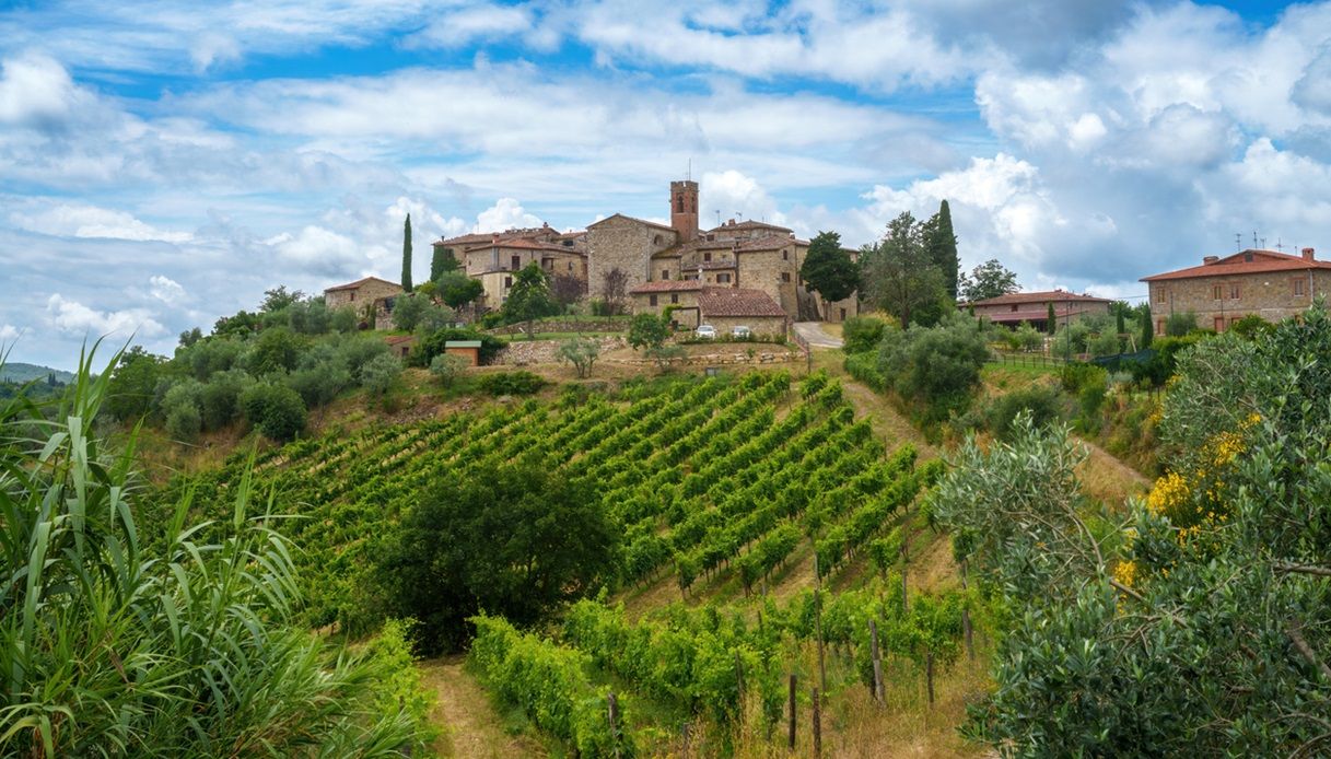 Vigneti vicino a Gaiole in Chianti, una tappa della Strada dei Castelli